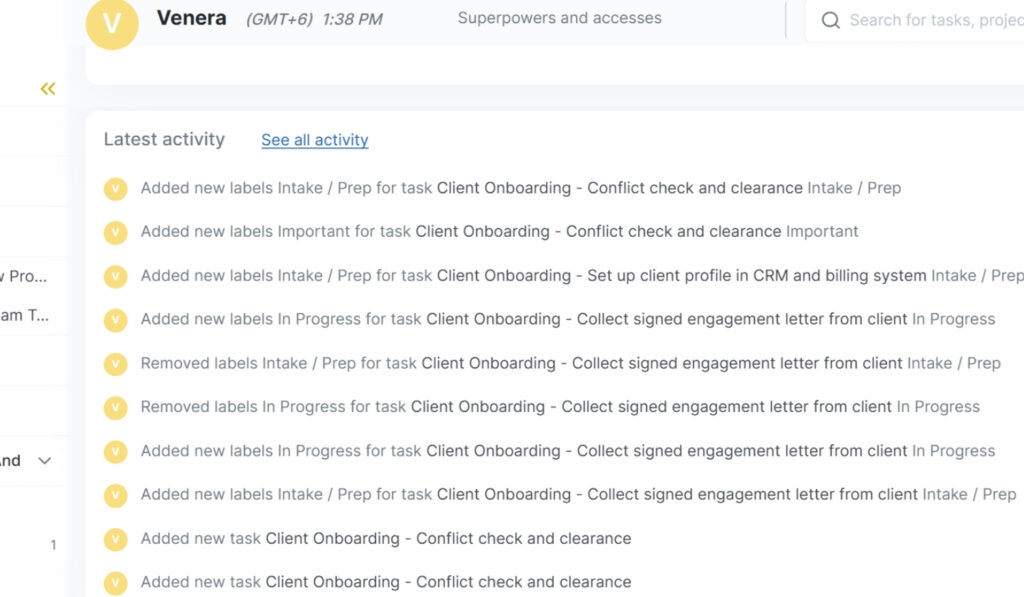 Activity timeline in doBoard that reflects my effort to stay on track and get meaningful work done.